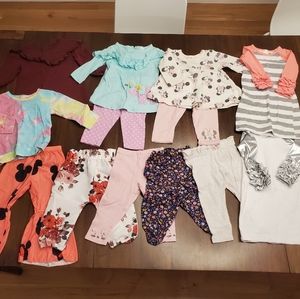 Bundle of Girl's Size 12 months fall clothes 13 pieces total